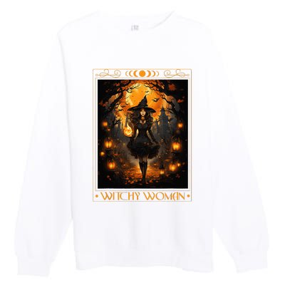 Witchy Woman Halloween Womens Witchcraft Witch Wicca Gothic Premium Crewneck Sweatshirt