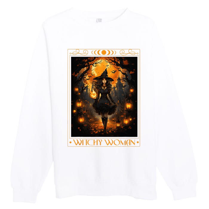 Witchy Woman Halloween Womens Witchcraft Witch Wicca Gothic Premium Crewneck Sweatshirt