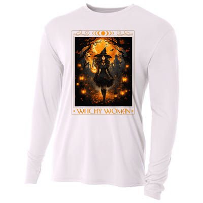 Witchy Woman Halloween Womens Witchcraft Witch Wicca Gothic Cooling Performance Long Sleeve Crew