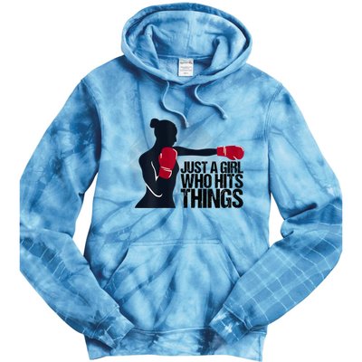 Womens Who Hits Things Best Gift For A Female Boxer Tie Dye Hoodie