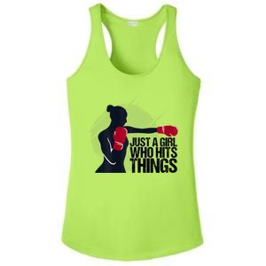 Womens Who Hits Things Best Gift For A Female Boxer Ladies PosiCharge Competitor Racerback Tank