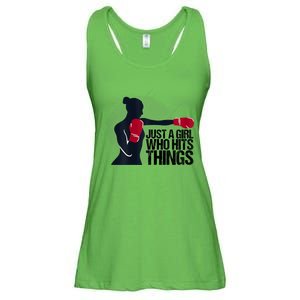 Womens Who Hits Things Best Gift For A Female Boxer Ladies Essential Flowy Tank