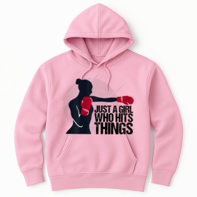 Womens Who Hits Things Best Gift For A Female Boxer Hoodie