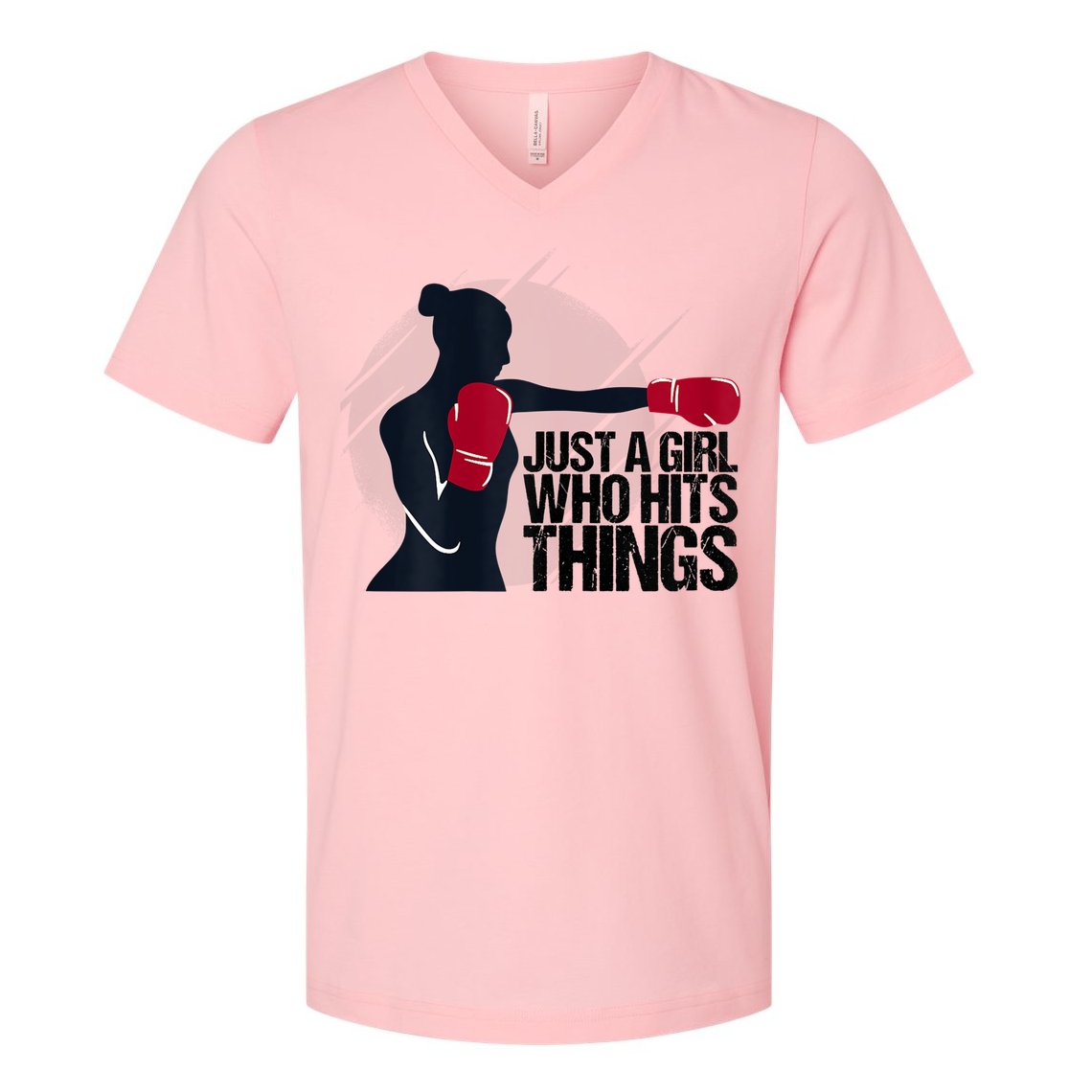 Womens Who Hits Things Best Gift For A Female Boxer V-Neck T-Shirt