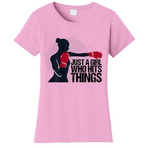 Womens Who Hits Things Best Gift For A Female Boxer Women's T-Shirt