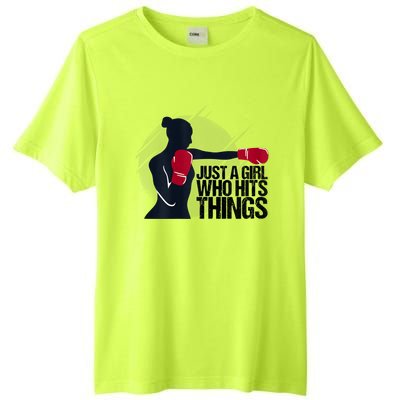 Womens Who Hits Things Best Gift For A Female Boxer Tall Fusion ChromaSoft Performance T-Shirt