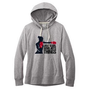 Womens Who Hits Things Best Gift For A Female Boxer Women's Fleece Hoodie