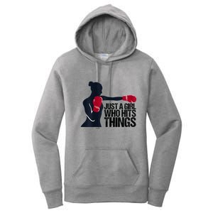 Womens Who Hits Things Best Gift For A Female Boxer Women's Pullover Hoodie