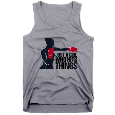 Womens Who Hits Things Best Gift For A Female Boxer Tank Top