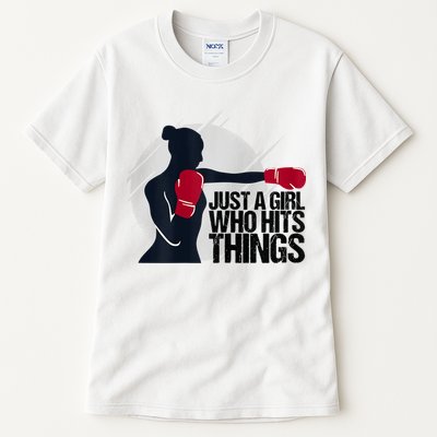 Womens Who Hits Things Best Gift For A Female Boxer Tall T-Shirt