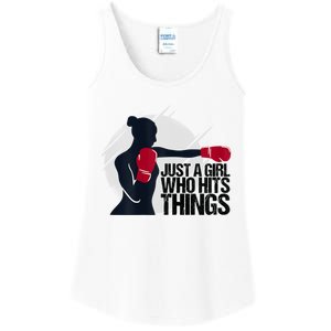 Womens Who Hits Things Best Gift For A Female Boxer Ladies Essential Tank