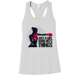 Womens Who Hits Things Best Gift For A Female Boxer Women's Racerback Tank