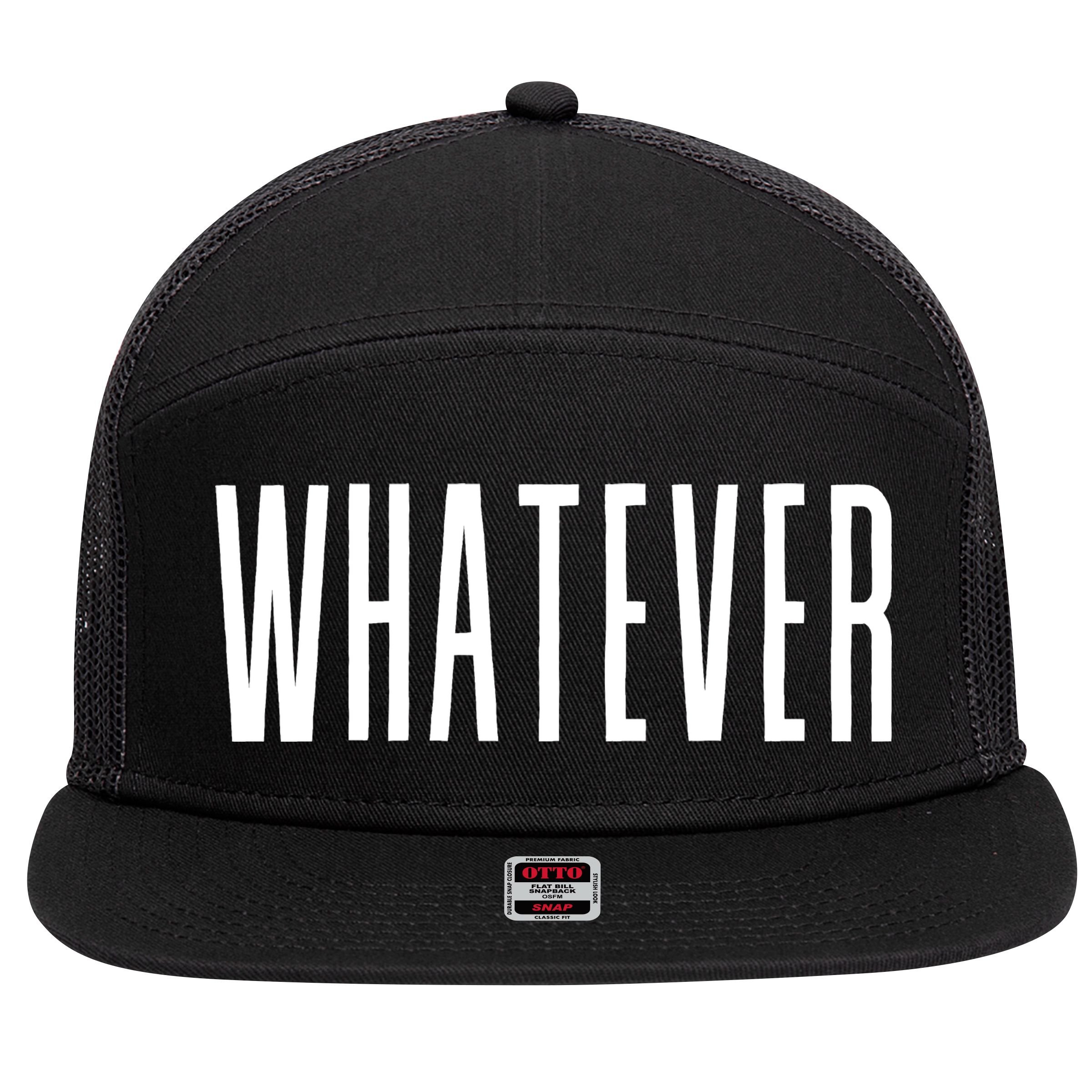 WHATEVER 7 Panel Mesh Trucker Snapback Hat
