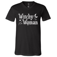 Witchy Woman Halloween Wiccan Follower Pagan Ritual V-Neck T-Shirt