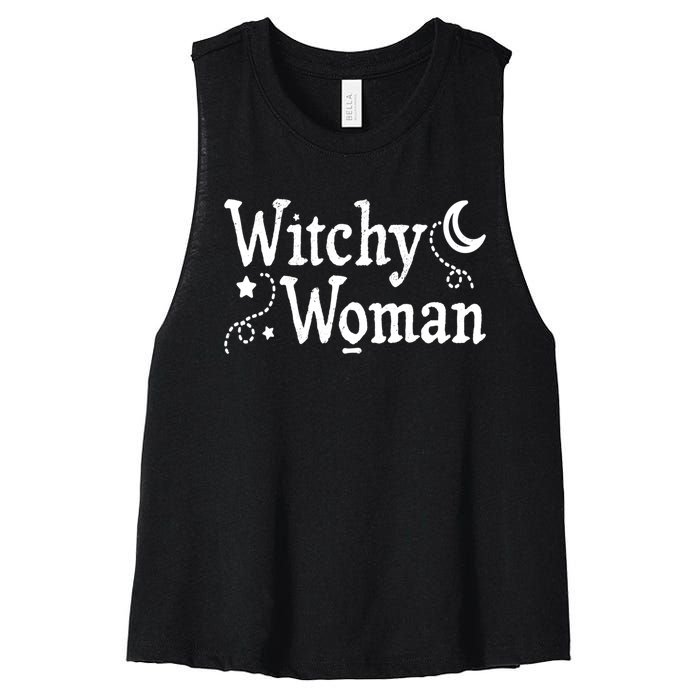 Witchy Woman Halloween Wiccan Follower Pagan Ritual Women's Racerback Cropped Tank