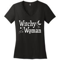 Witchy Woman Halloween Wiccan Follower Pagan Ritual Women's V-Neck T-Shirt