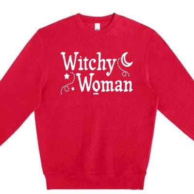 Witchy Woman Halloween Wiccan Follower Pagan Ritual Premium Crewneck Sweatshirt