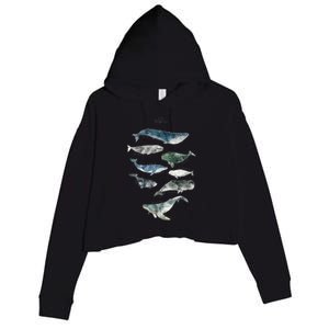 Whales Crop Fleece Hoodie