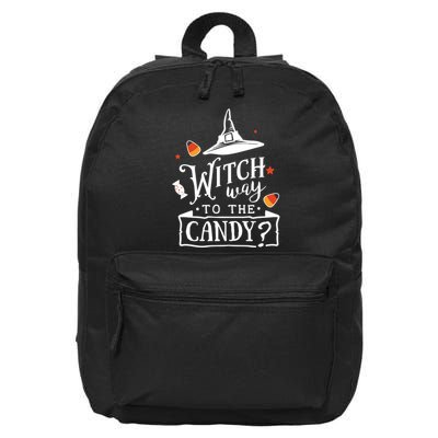 Witch Way Is The Candy Funny Halloween 16 in Basic Backpack