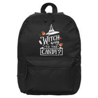 Witch Way Is The Candy Funny Halloween 16 in Basic Backpack