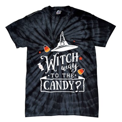 Witch Way Is The Candy Funny Halloween Tie-Dye T-Shirt