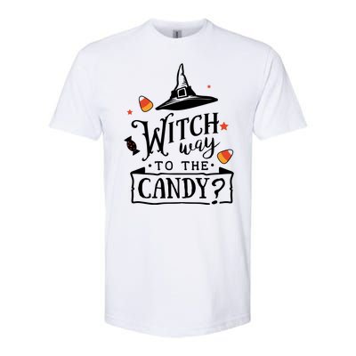 Witch Way Is The Candy Funny Halloween Softstyle® CVC T-Shirt