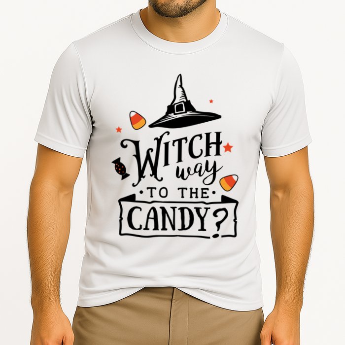 Witch Way Is The Candy Funny Halloween Cooling Performance Crew T-Shirt