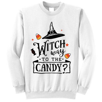 Witch Way Is The Candy Funny Halloween Sweatshirt