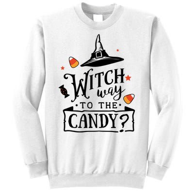 Witch Way Is The Candy Funny Halloween Sweatshirt