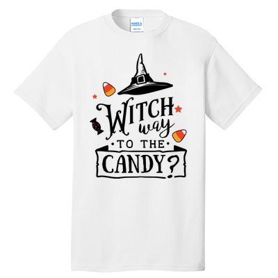 Witch Way Is The Candy Funny Halloween Tall T-Shirt