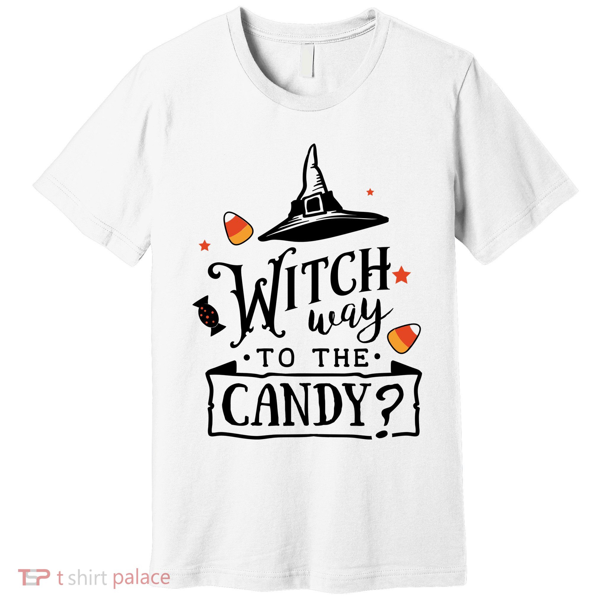 Witch Way Is The Candy Funny Halloween Premium T-Shirt