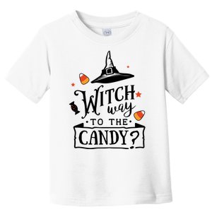 Witch Way Is The Candy Funny Halloween Toddler T-Shirt