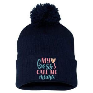 Womens Women I Mother's Day Women's Day I My Boss Call Me Mama Pom Pom 12in Knit Beanie