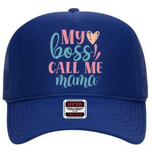 Womens Women I Mother's Day Women's Day I My Boss Call Me Mama High Crown Mesh Back Trucker Hat