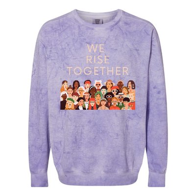 Womens Womens International Women's Day We Rise Together Feminism Colorblast Crewneck Sweatshirt