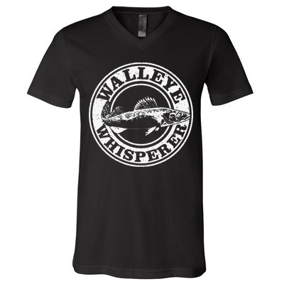 Walleye Whisperer Ice Fishing Freshwater Fish Fisherman V-Neck T-Shirt
