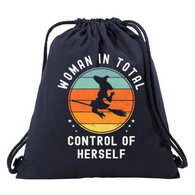 WITCH Woman In Total Control Of Herself Funny Feminist Retro Drawstring Bag