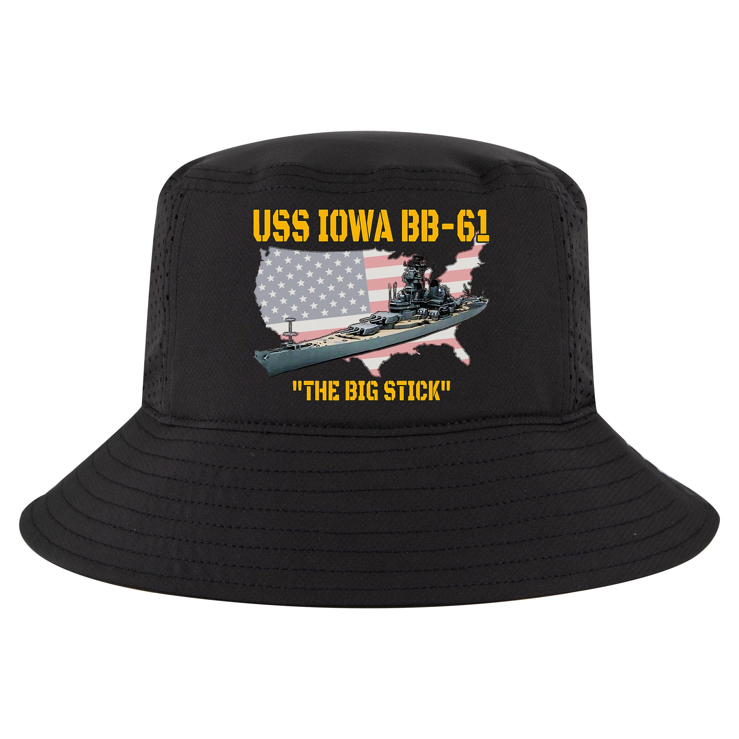 World War II Warship USS Iowa & WW2 BB61 Battleship Veteran Cool Comfort Performance Bucket Hat