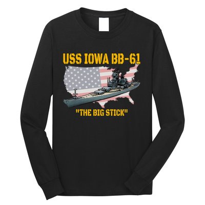 World War II Warship USS Iowa & WW2 BB61 Battleship Veteran Long Sleeve Shirt