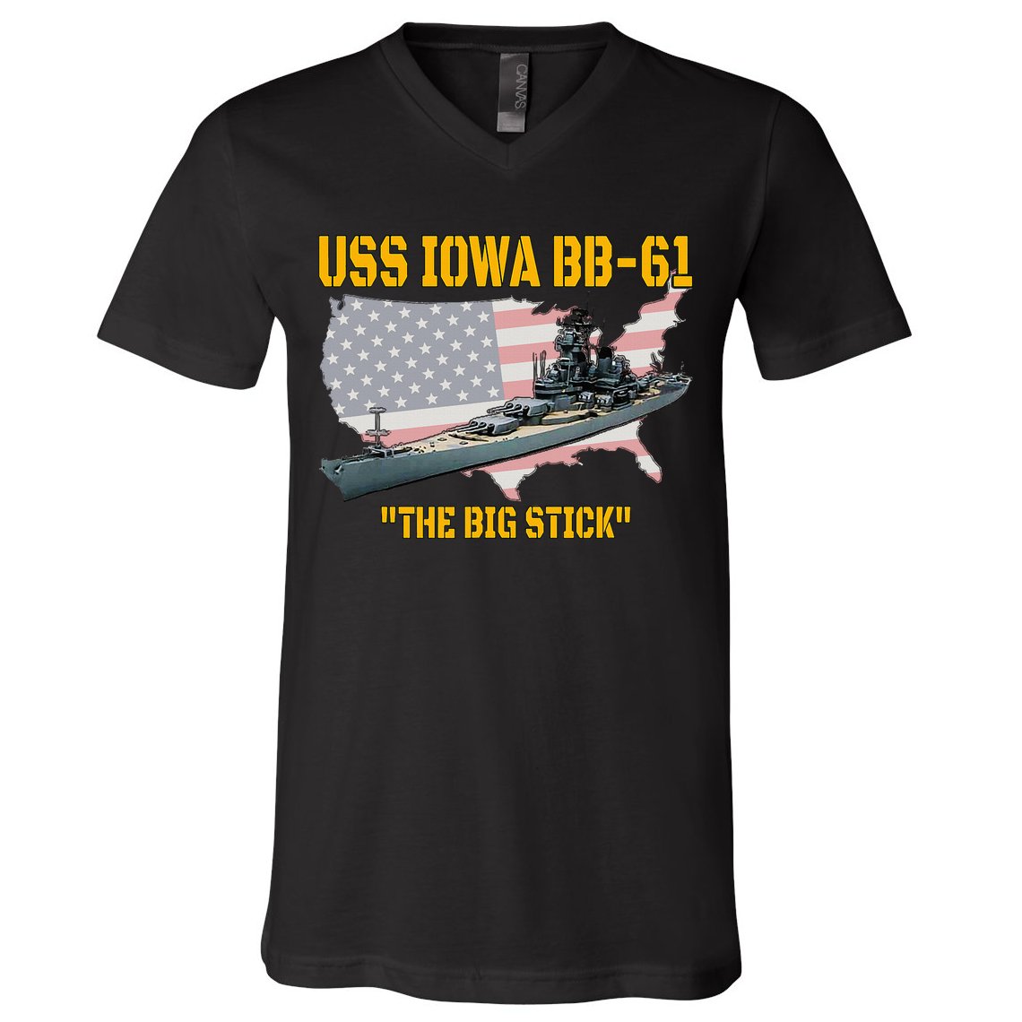 World War II Warship USS Iowa & WW2 BB61 Battleship Veteran V-Neck T-Shirt