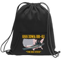 World War II Warship USS Iowa & WW2 BB61 Battleship Veteran Sweatshirt Cinch Pack Bag