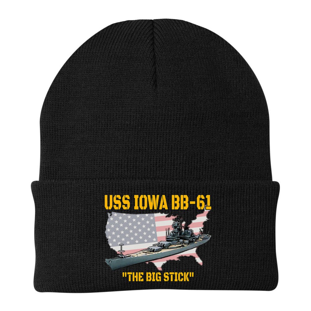 World War II Warship USS Iowa & WW2 BB61 Battleship Veteran Beanie
