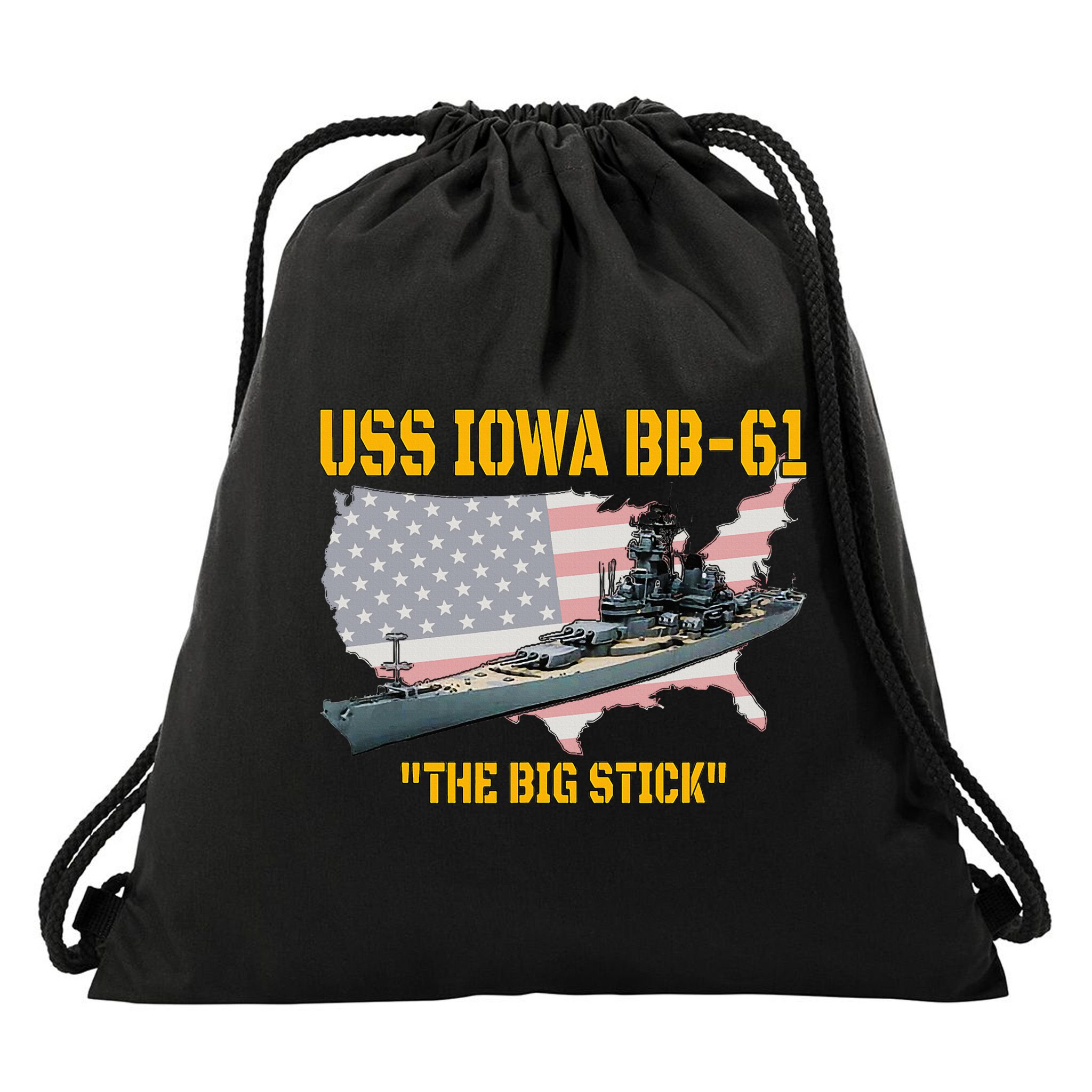 World War II Warship USS Iowa & WW2 BB61 Battleship Veteran Drawstring Bag