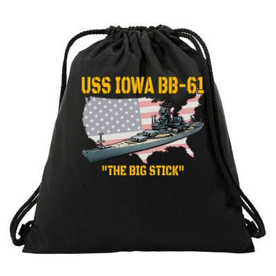 World War II Warship USS Iowa & WW2 BB61 Battleship Veteran Drawstring Bag