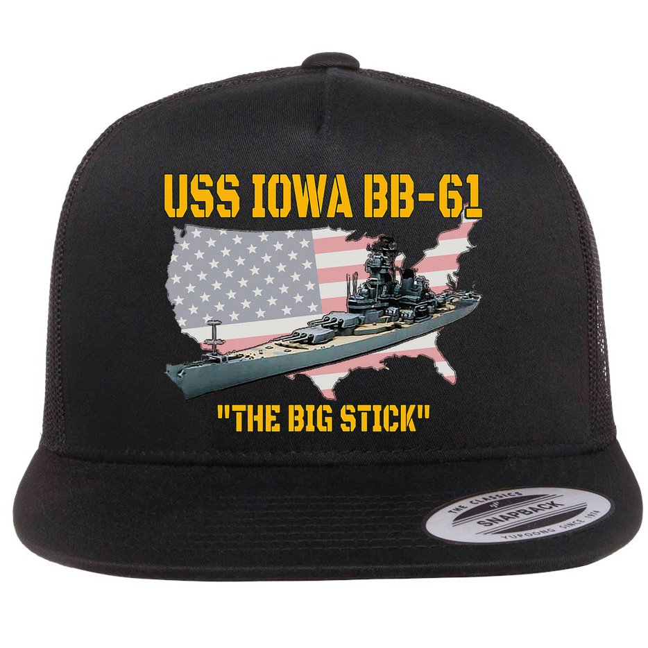 World War II Warship USS Iowa & WW2 BB61 Battleship Veteran Flat Bill Trucker Hat