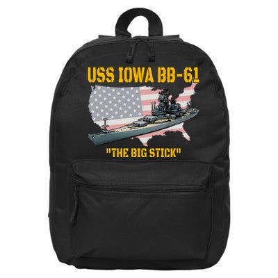 World War II Warship USS Iowa & WW2 BB61 Battleship Veteran 16 in Basic Backpack