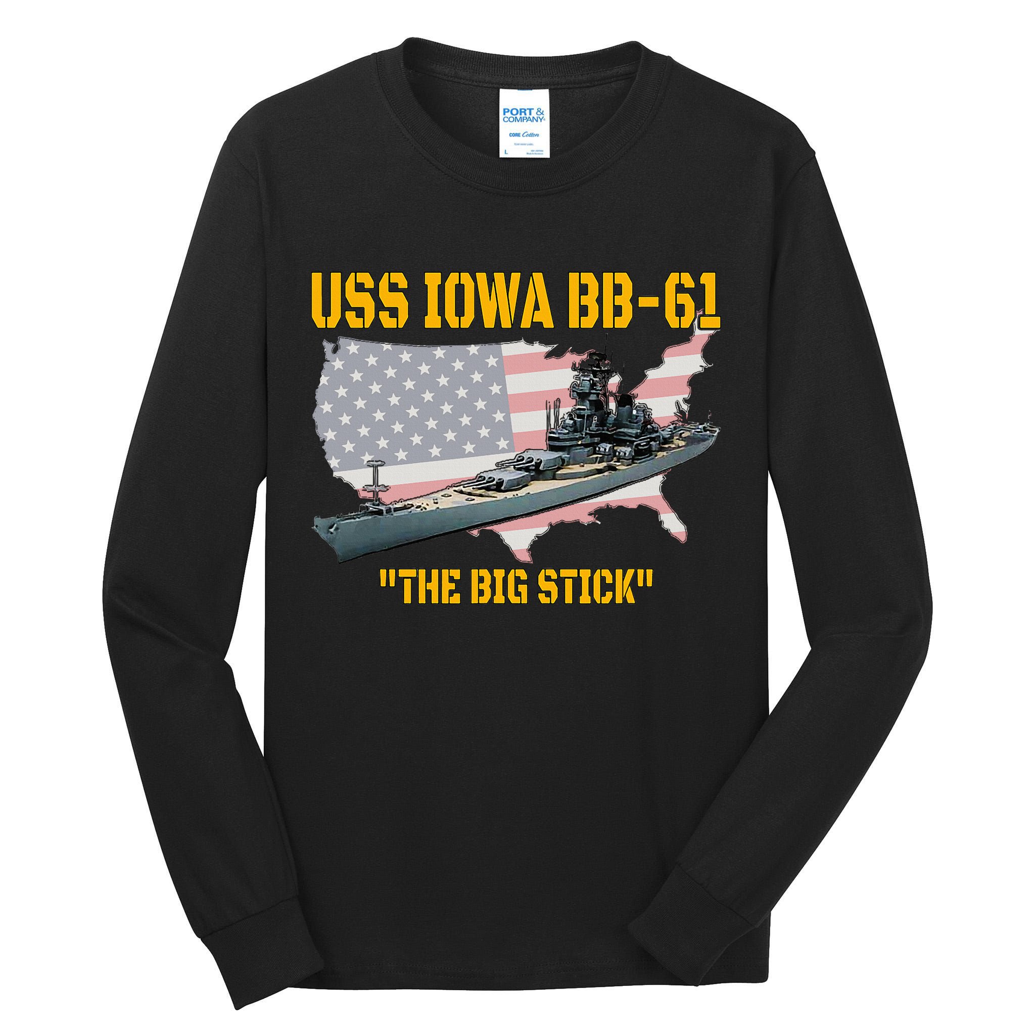 World War II Warship USS Iowa & WW2 BB61 Battleship Veteran Tall Long Sleeve T-Shirt
