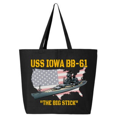 World War II Warship USS Iowa & WW2 BB61 Battleship Veteran 25L Jumbo Tote