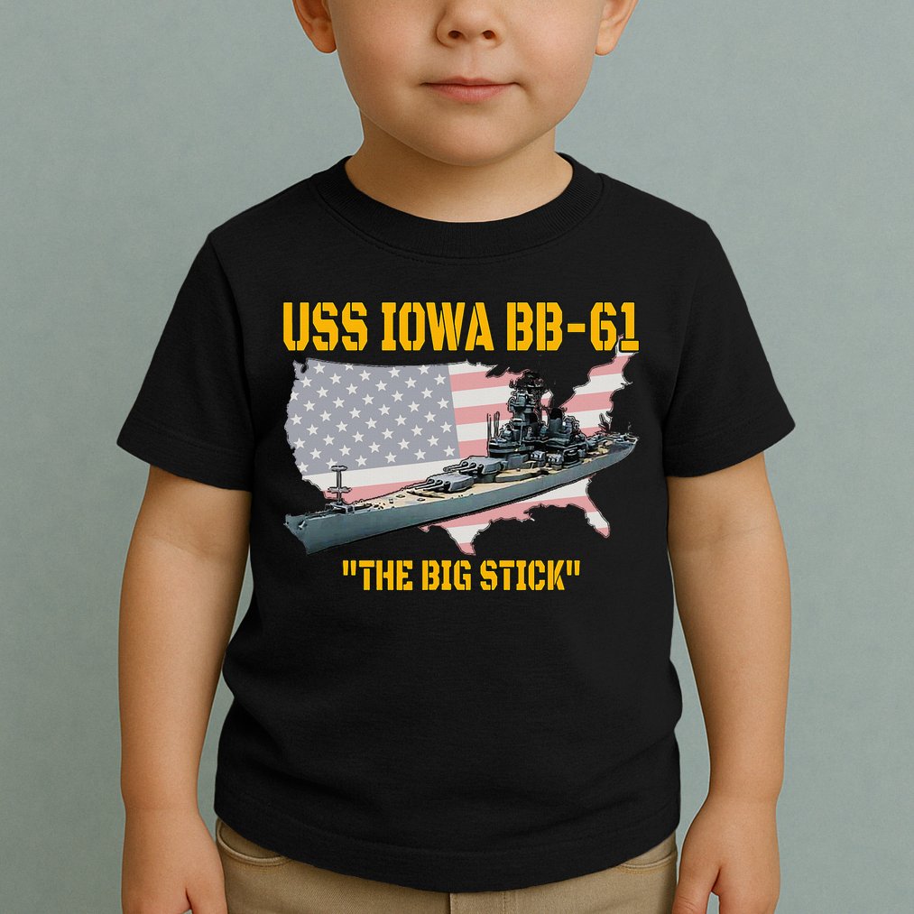 World War II Warship USS Iowa & WW2 BB61 Battleship Veteran Toddler T-Shirt