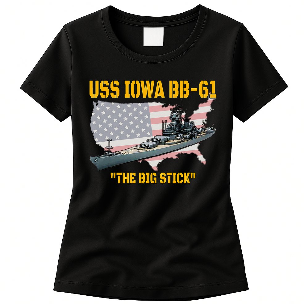World War II Warship USS Iowa & WW2 BB61 Battleship Veteran Womens T-Shirt